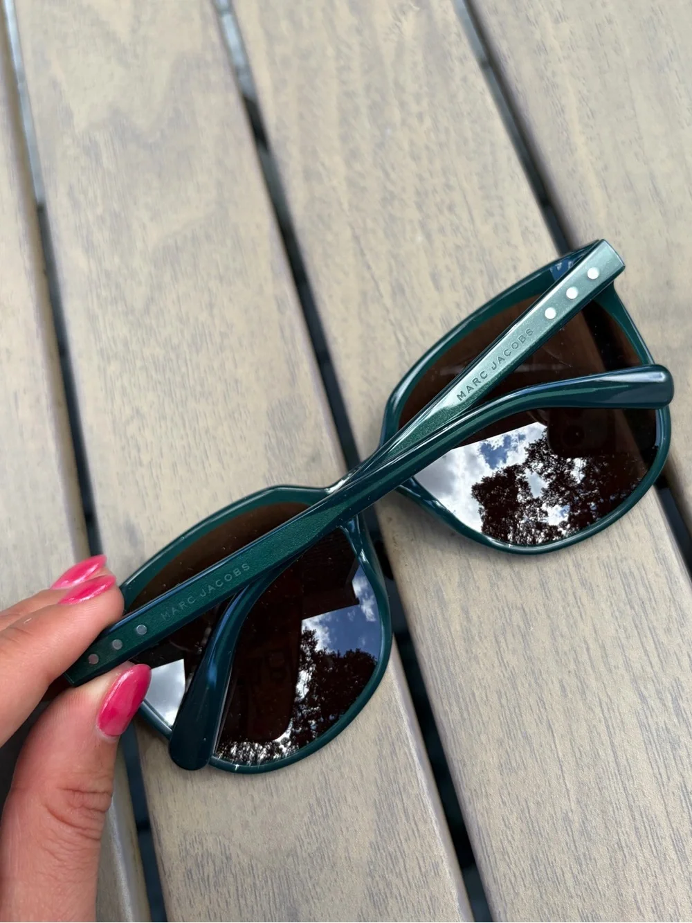 Marc Jacobs Teal Acetate Sunglasses with Brown Lenses